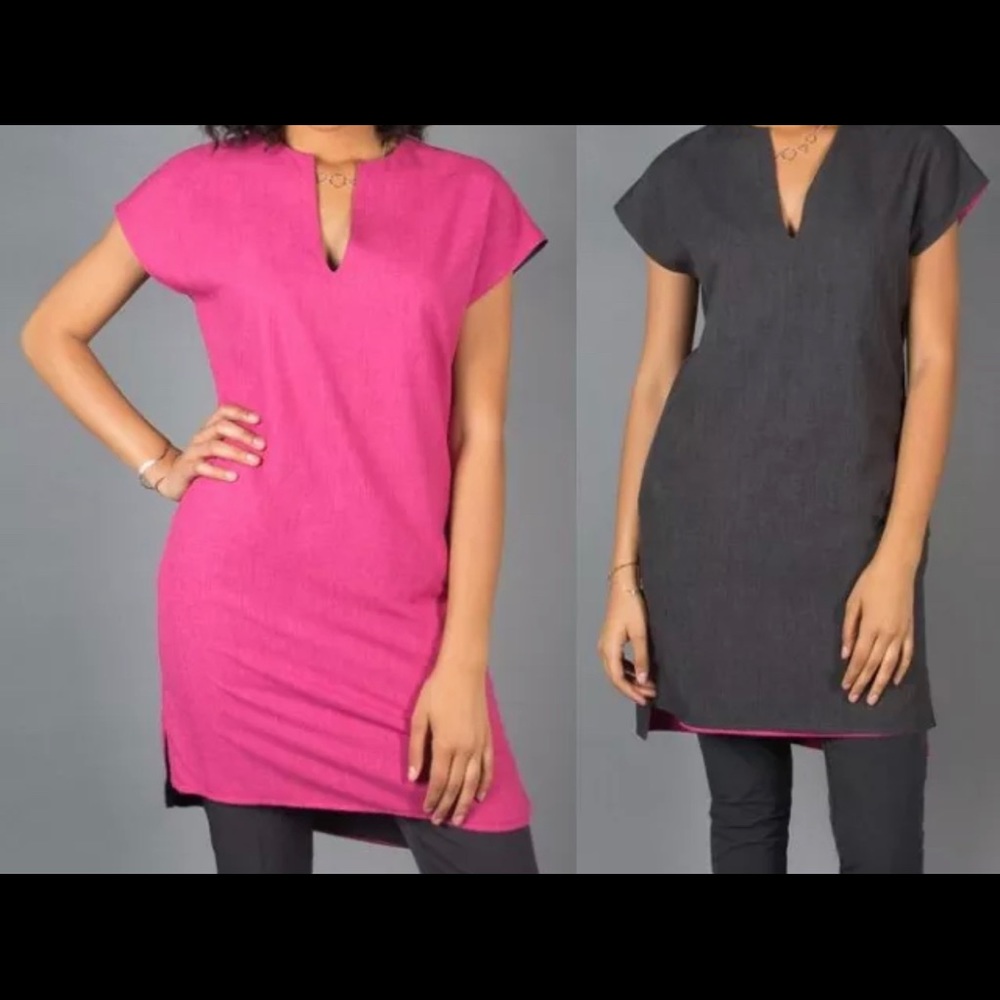 Betabrand Reversible Travel Tunic Gray/Pink Size S EUC